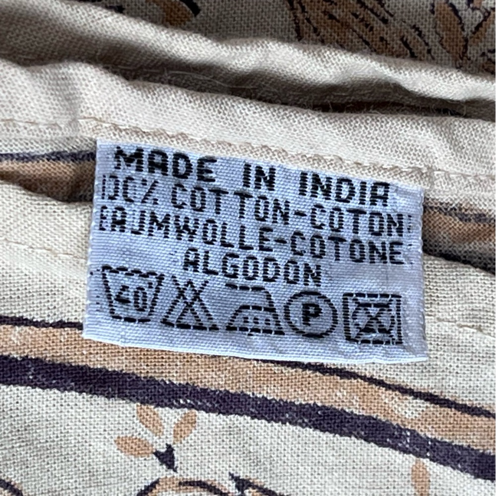 Round Tablecloth 100% Cotton Made in India Tan Brown Botanical Floral Print Boho - Picture 5 of 7
